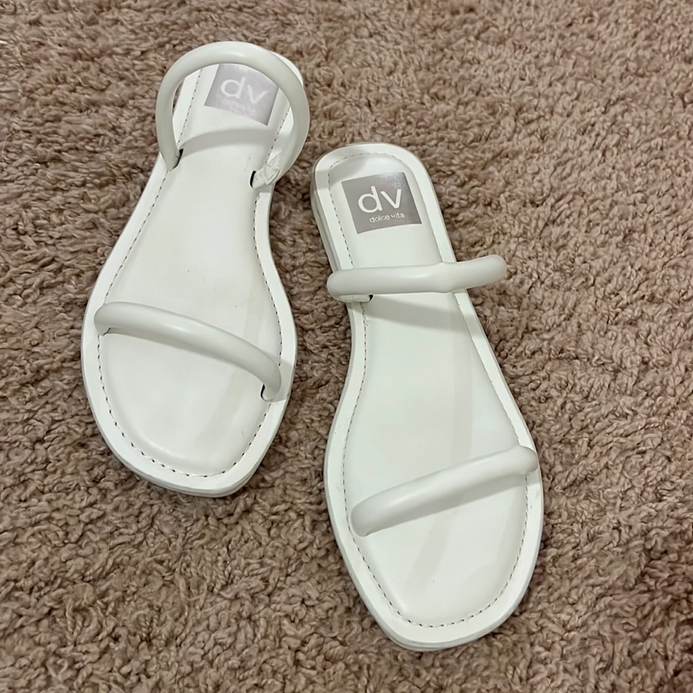 Dolce Vita White Slip On Sandal